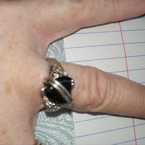 Vintage Sterling Sulver Deep Amethyst heart shaoe stone Size 7